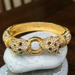 CINER Panther bangle bracelet with Swarovski crystals, vintage.